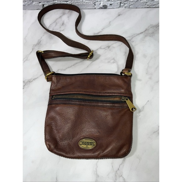 Fossil‎ Explorer Mini Crossbody Bag Cowhide Leather Brown ✅ - Picture 10 of 11